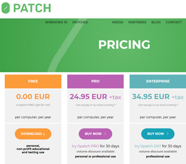 0patch Lizenzen