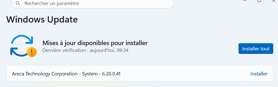 Capture d écran mise à jour dispo Areca 2026 03 01 100623