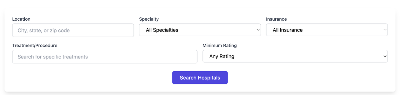 Hospital Search Interface