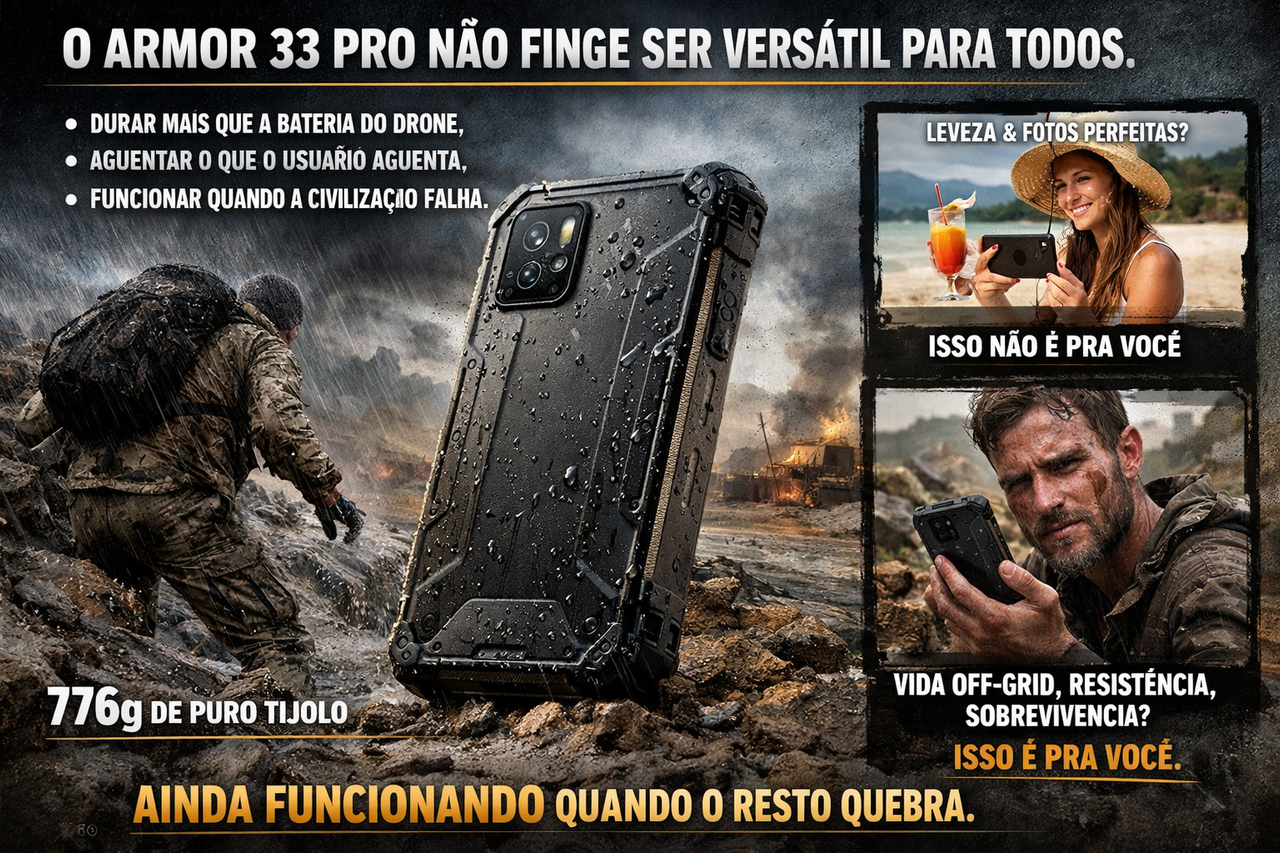 O Ulefone Armor 33 Pro não tenta ser discreto.
