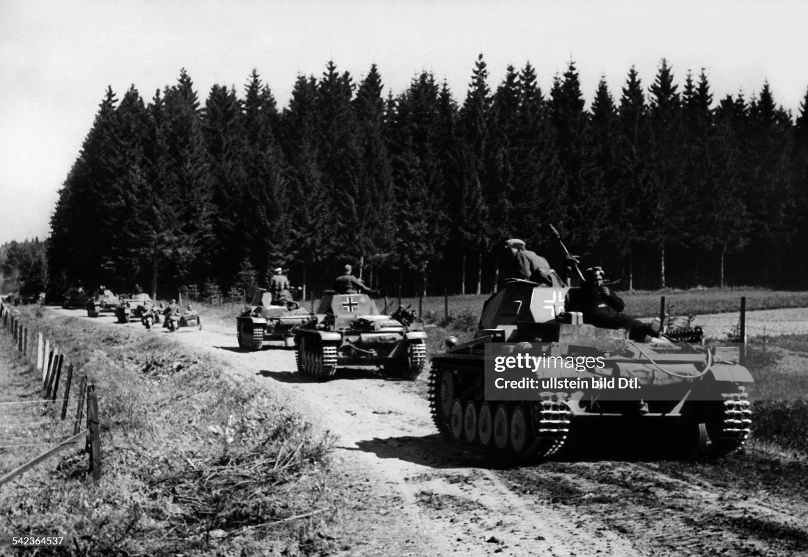 Belgium - German tanks (of XV.armoured corps) on a forest road to Dinant about 13.05.1940