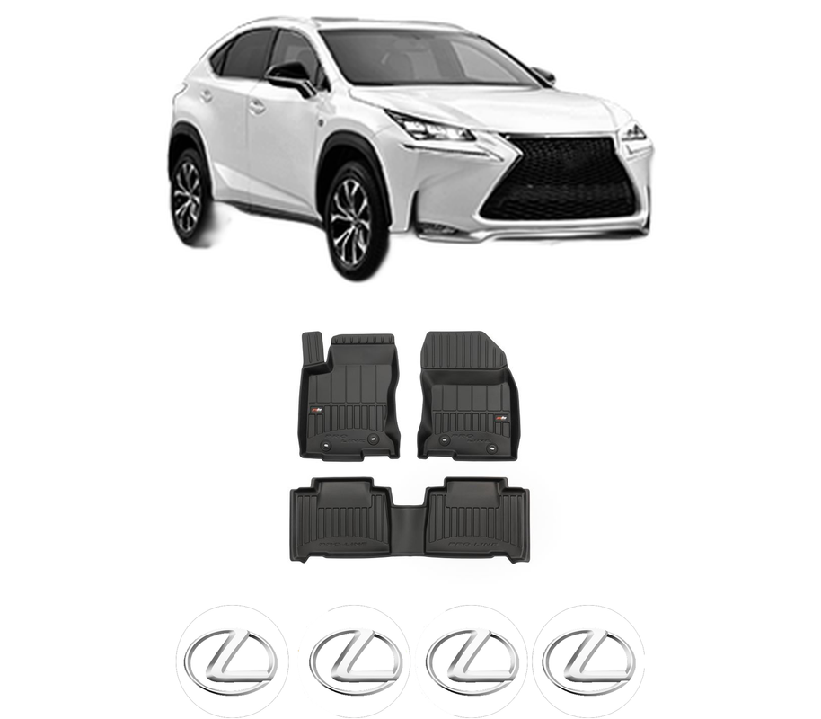 Set covorase presuri LEXUS NX (_Z1_) din 2014-2018, auto, din cauciuc thermoplastic, 4 Stickere auto cu LEXUS
