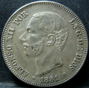 2 pesetas. Alfonso XII. 1881: un artista elevado al cubo. P1190192