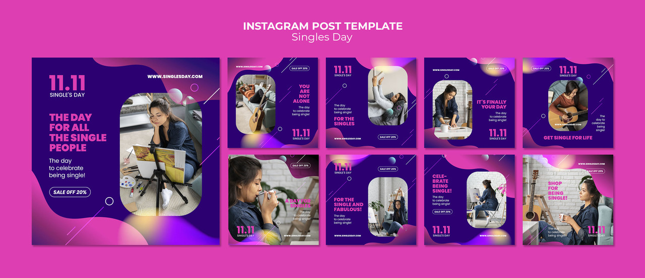 Singles day 11.11 sales instagram posts collection