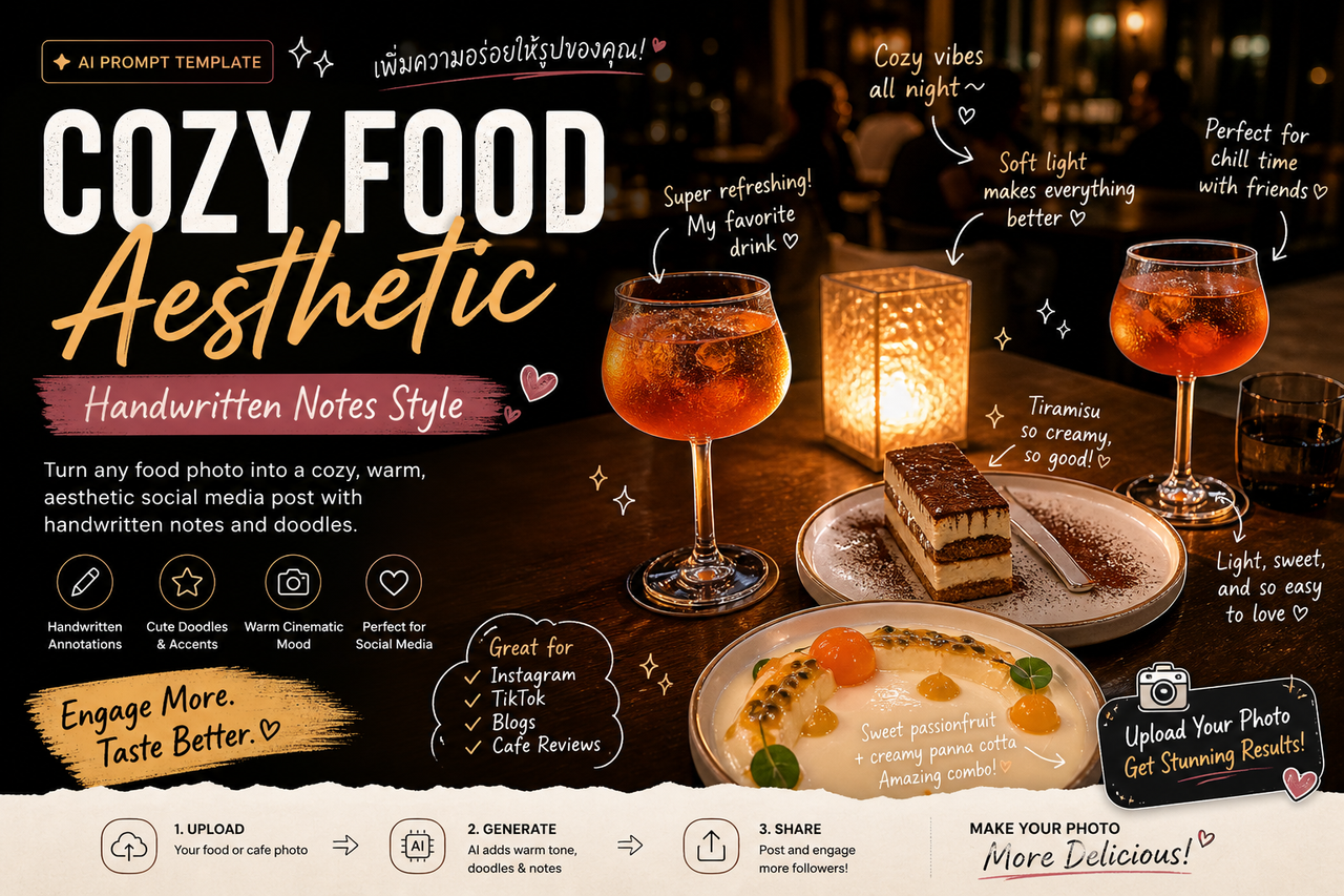 Cozy Food Aesthetic Generator (Handwritten Notes Style)