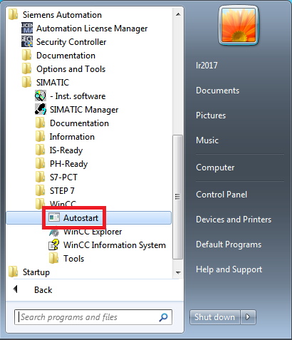 Autostart WinCC Autostart WinCC