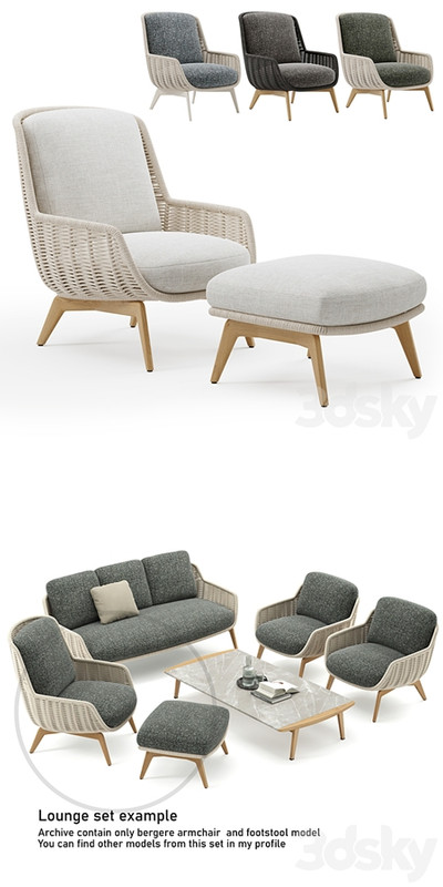 Outdoor Garden Woven Lounge Bergere Belt Cord