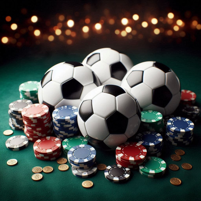 Soccer balls on casino table