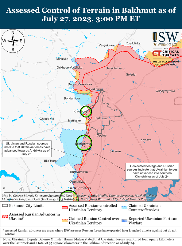Bakhmut Battle Map Draft July 27,2023