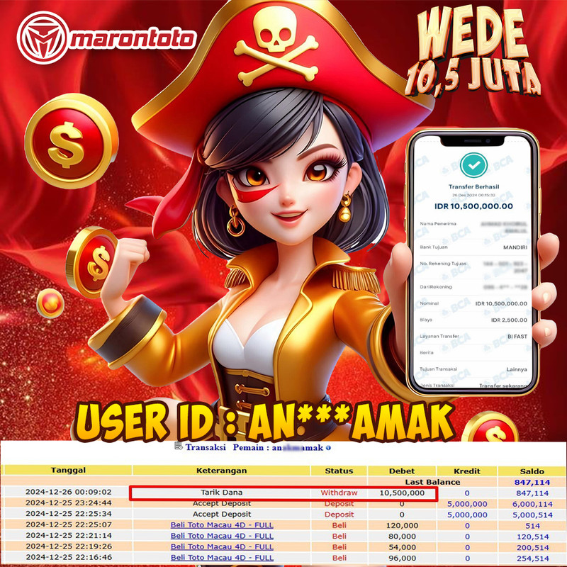 Bukti Kemenangan Member Marontoto Sebesar 10,5 JUTA