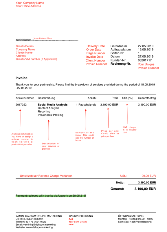 How To Create German Vat Invoice Free Invoice Templates Mademoiselle In De