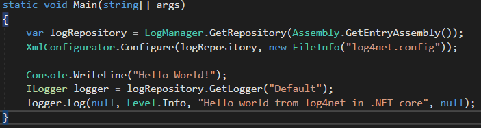 Log4NetInNetCore