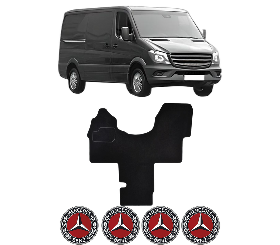 Set Covorase Presuri MERCEDES-BENZ SPRINTER 4,6-t Van (B906) din 2006-2018, Auto, Material Textil Mocheta, 4 Stickere auto cu MERCEDES-BENZ
