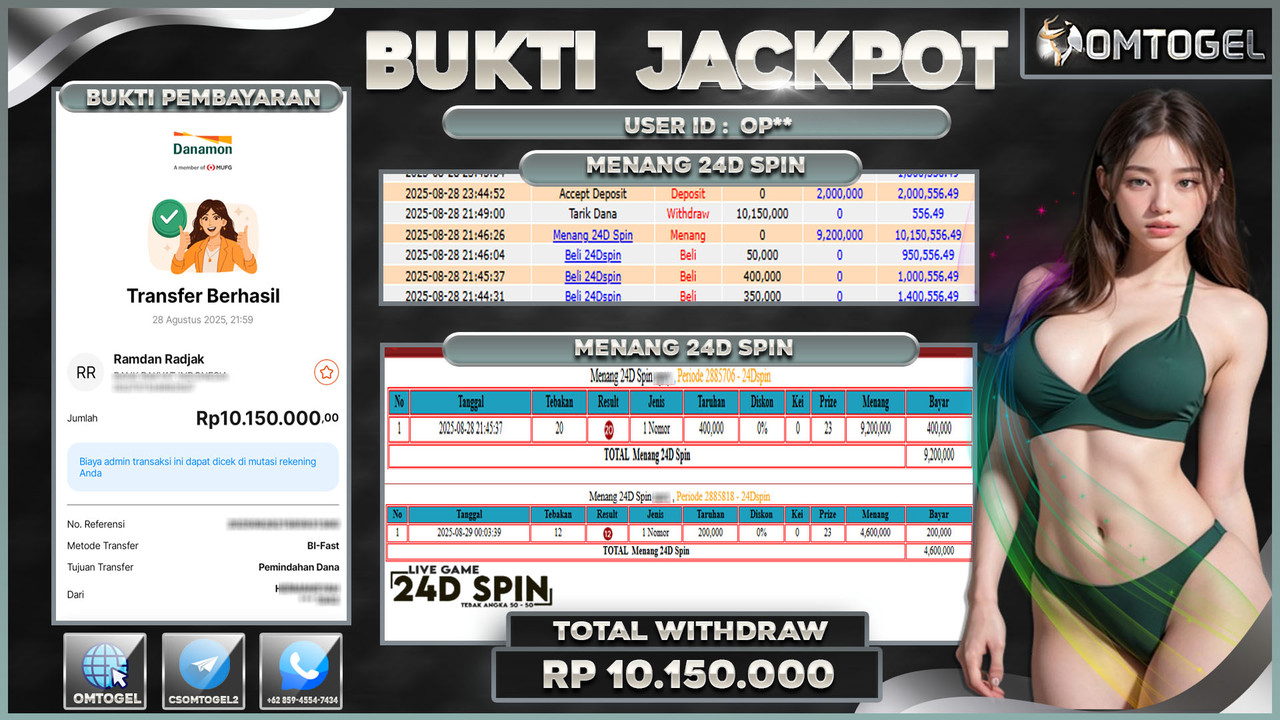 OMTOGEL JACKPOT LIVE GAMES 24DSPIN 10 JUTA DI BAYAR LUNAS ,-