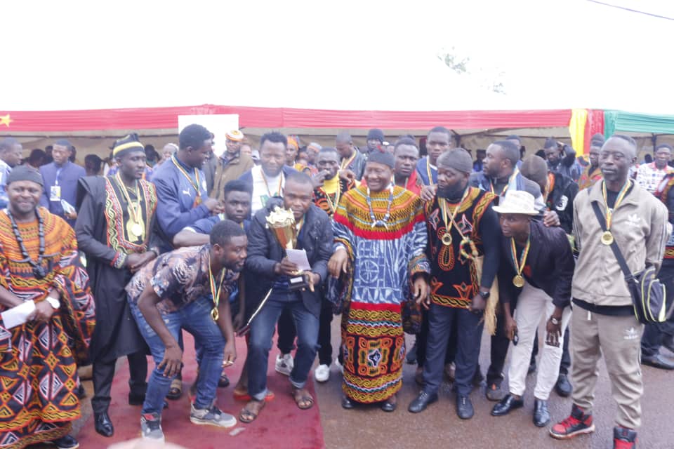 ACUDAB Peace Tournament "Living Together" Best IDP Football Medals and Trophy Award Team Winner. Hand by Hon. Datouo Theodore, Deputy Speaker, Cameroon National Assembly.