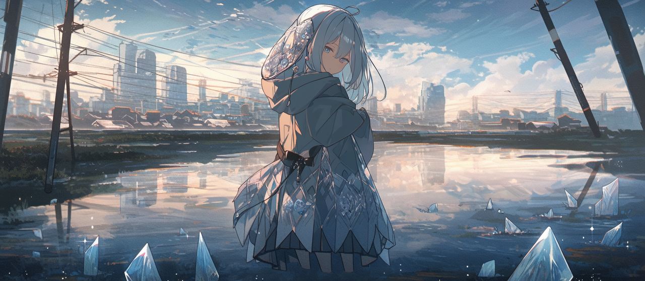 __Transparent_sea_and_city_girl_reflected_in_prism_fisheye_lens_c31bab93-a8f6-42ff-a5c9-1fb5de331390