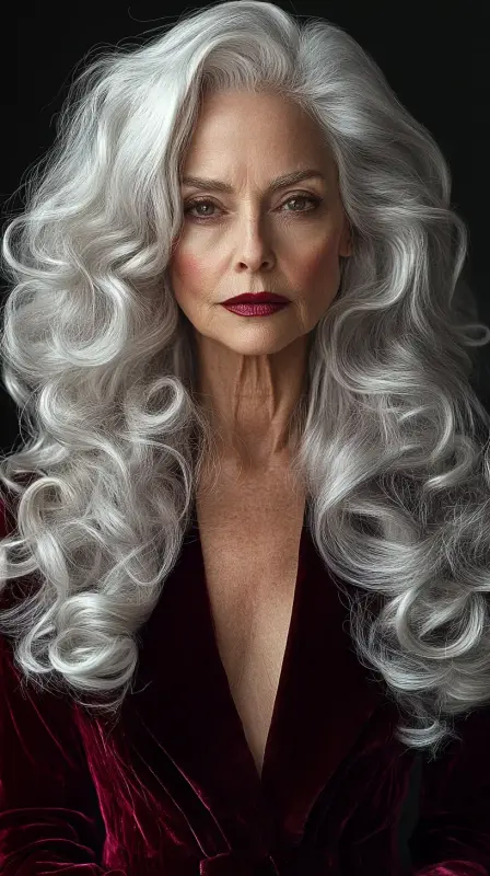 Enchanting Silver Swirl: Elegance Redefined - Hairstyles for Women Over 60 with Thin Hair