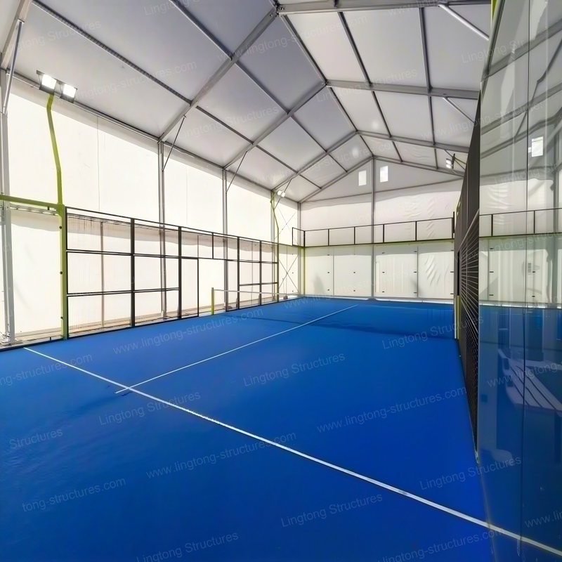 Lingtong Tent pickleball facility with aluminum structure and translucent cover for natural lighting