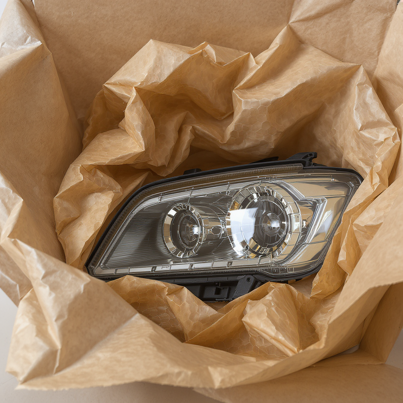 Упаковка боковых зеркал авто сетчатой бумагой для безопасной доставки