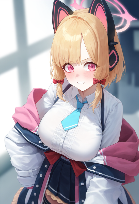 depth of field, 1girl, momoi (blue archive), large breasts, {{{{aged up}}}}, blu s-1818689168