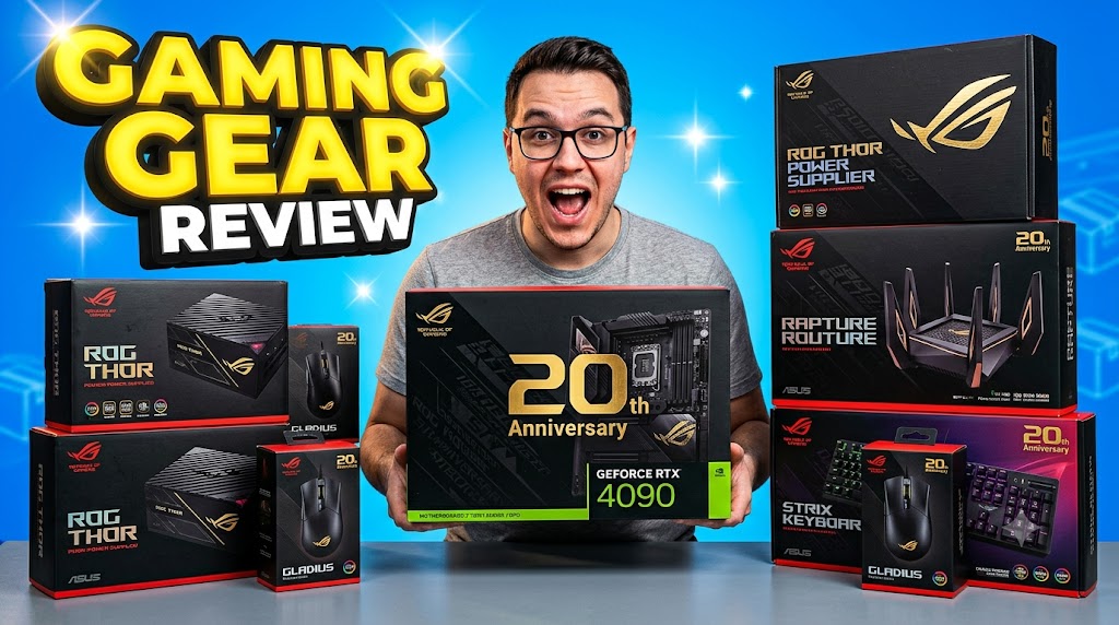 AI-generated example result for the youtube-thumbnail prompt: Tech Review & Unboxing – "20th Anniversary / GPU/PRODUCT MODEL" | Tech Review And Unboxing Youtube Thumbnail AI YouTube Thumbnail Prompt