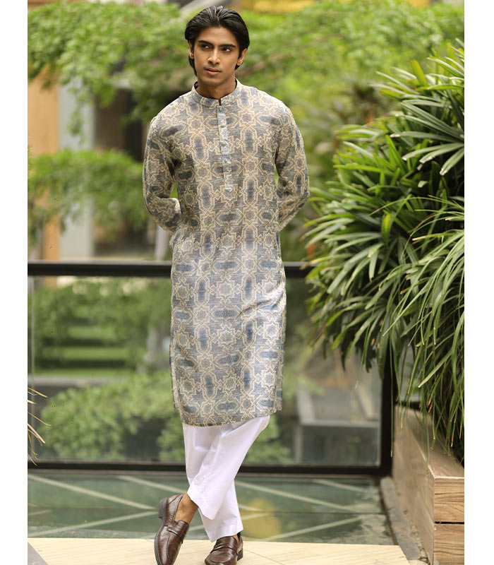 Men’s Exclusive Golden & Blue Panjabi  For EID