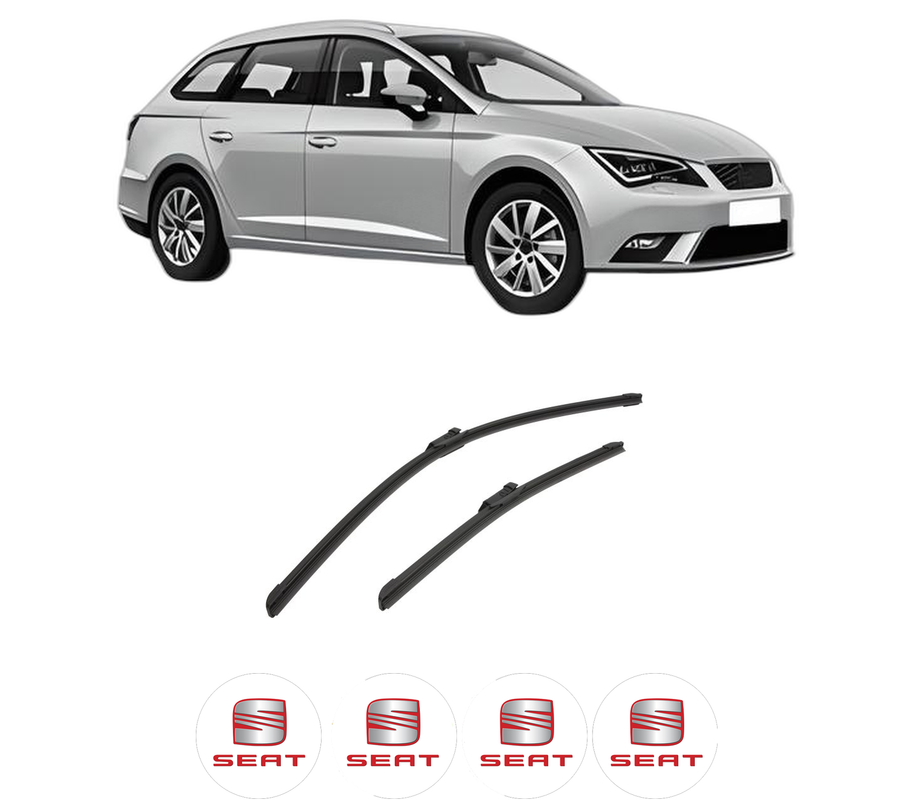Set stergatoare auto SEAT LEON ST (5F8) din 2012-2020, pentru parbriz auto, 2 bucati, Bosch Aerotwin, din cauciuc siliconat rezistent, 4 Stickere Auto SEAT