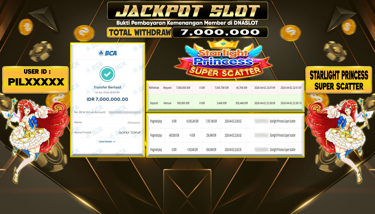 JACKPOT SLOT STARLIGHT PRINCESS SUPER SCATTER 2 APRIL 2026