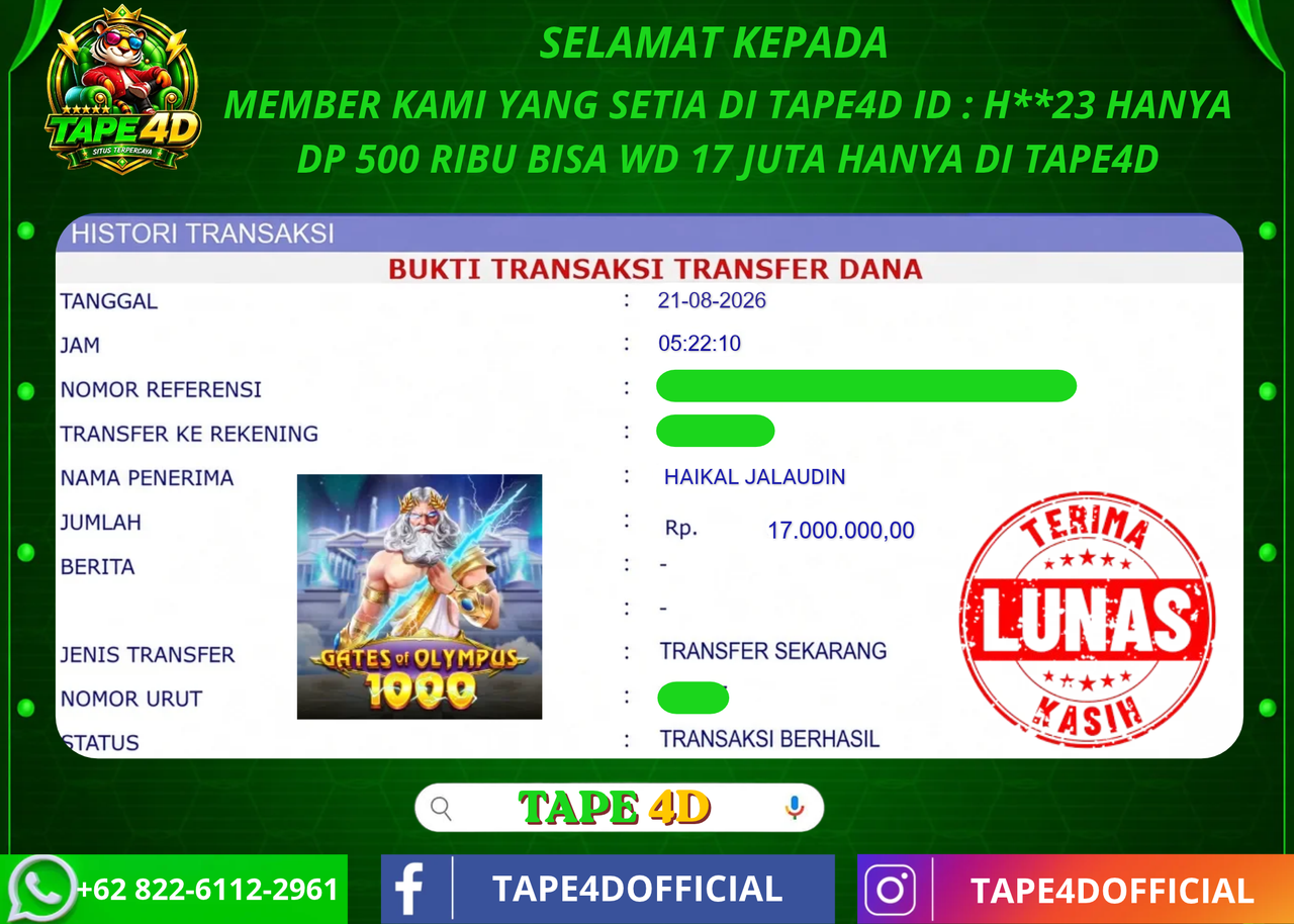 TAPE4D GATE OF OLYMPUS PRAGMATIC PLAY 17.000.000-LUNAS