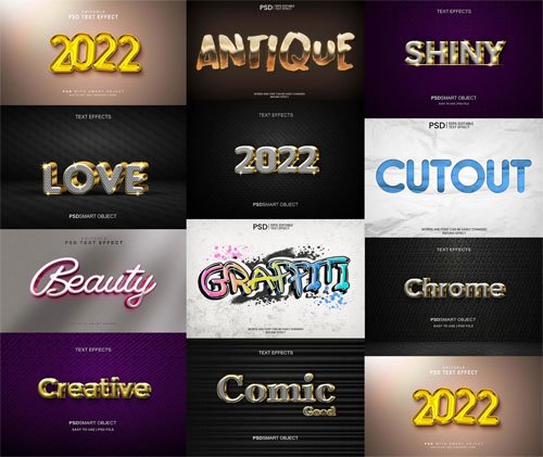 Realistic & Creative Text Effects Collection - 10+ PSD Templates