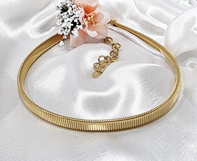 Collana donna girocollo semirigido snake in acciaio inox girogola oro argento
