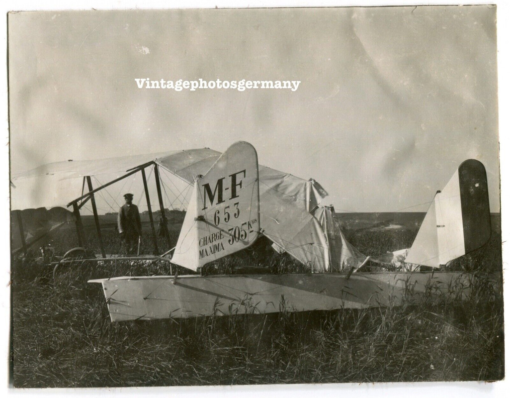 K7448 Foto WK1 Frankreich abgeschossenes französisches Flugzeug Doppeldecker ID
