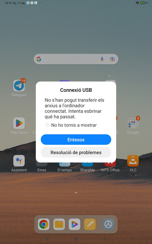 Ni el cable USB ni la app Airdroid no funcionan en mi tablet Xiaomi Pad 5.. que ocurr