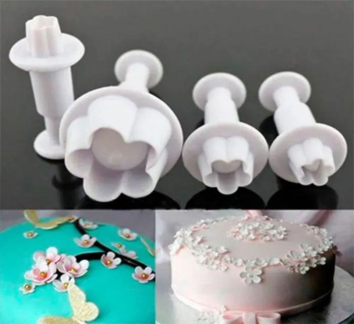 Molde expulsor flor de durazno para decorar tortas y pasta flexible