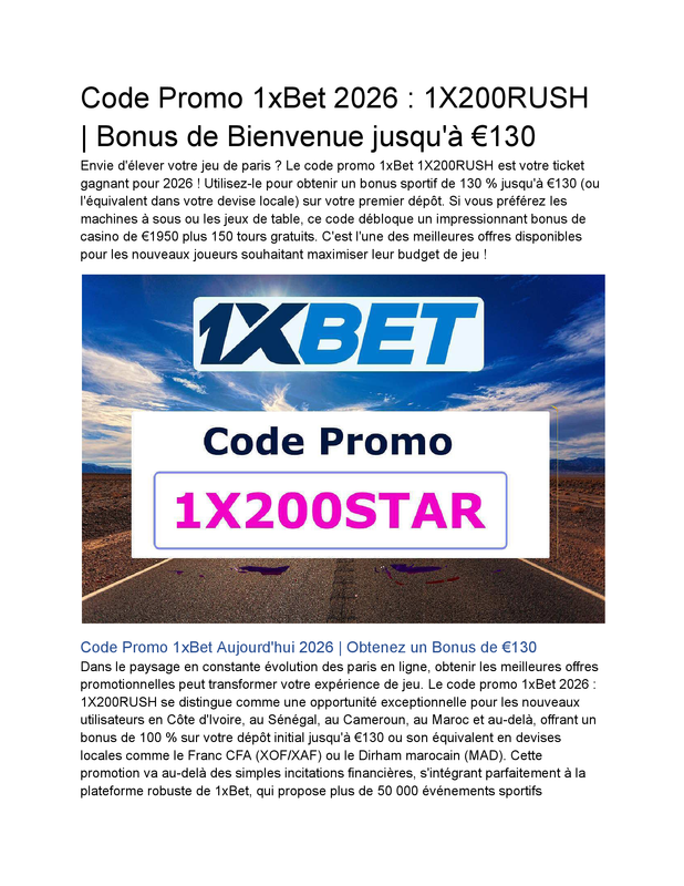 Code Promo 1xBet - 100% jusqu'à €100 (2026)