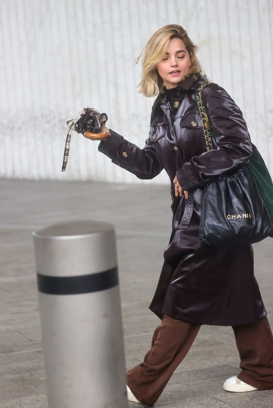 jenna-coleman-wearing-a-chocolate-leather-coat-london-01-07-2023-6