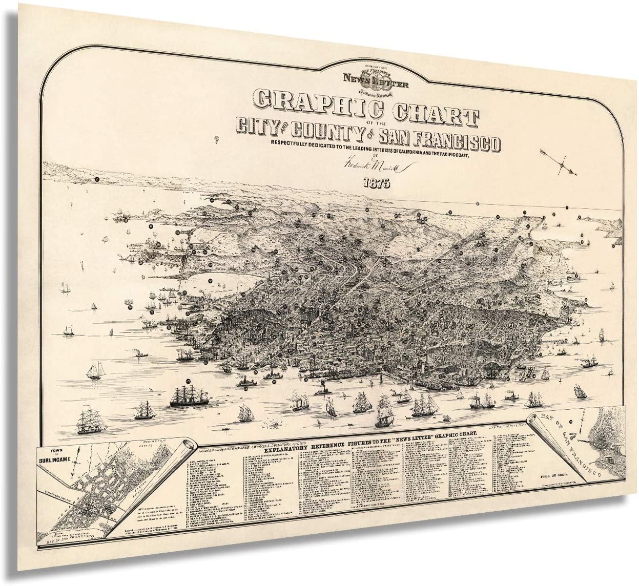 1875 Graphic Chart of San Francisco Map Print - San Francisco Wall Art Poster - Picture 18 of 24