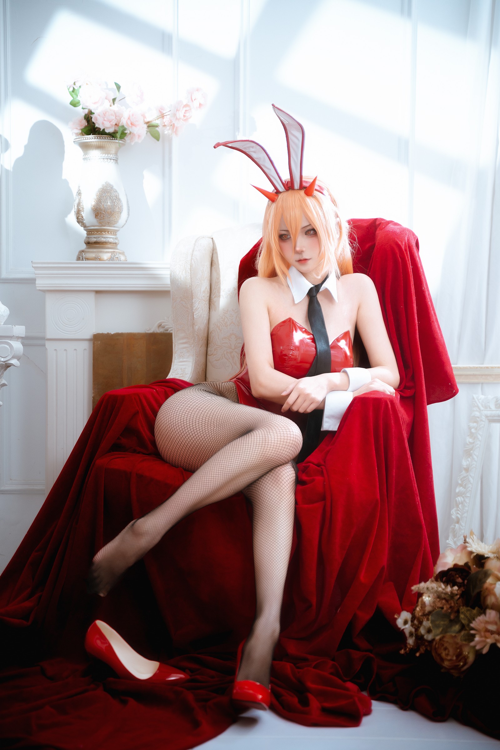 Seya-狮砸 – 电锯人 帕瓦 & 玛奇玛 兔女郎 Cos 写真（13P-156.1MB）插图4