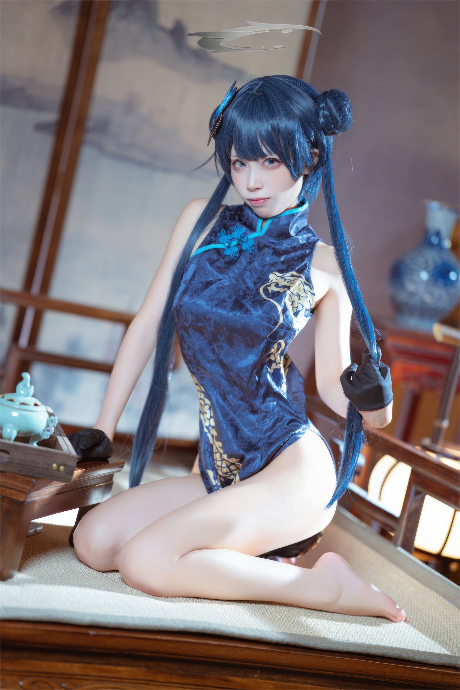 三無人型 COS 二次元：蔚蓝档案龙华妃咲旗袍写真（42P／407M）插图4