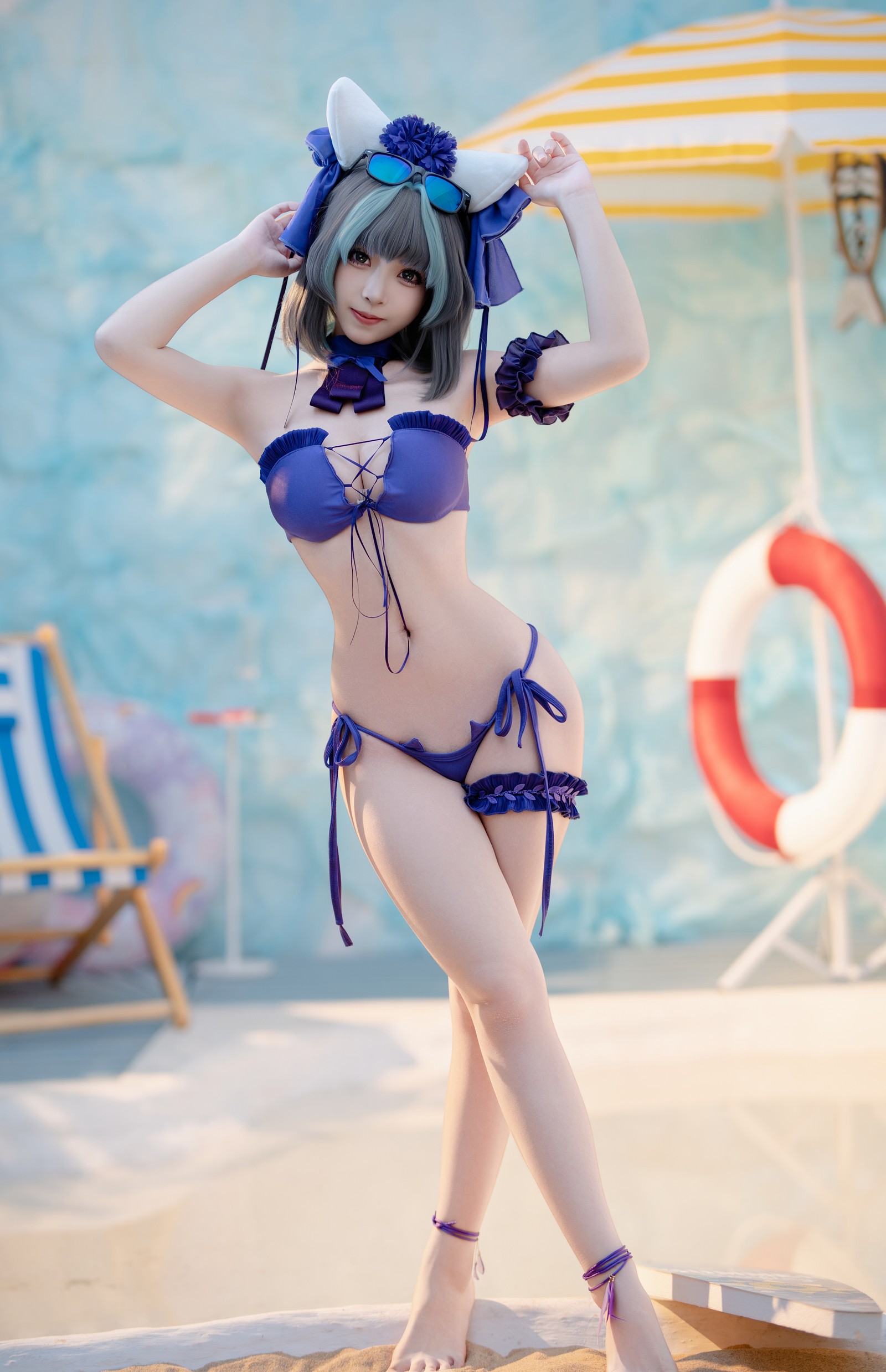 Bangni邦尼 – 泳装柴郡 Cosplay 高清写真集（86P-832MB）碧蓝航线插图1