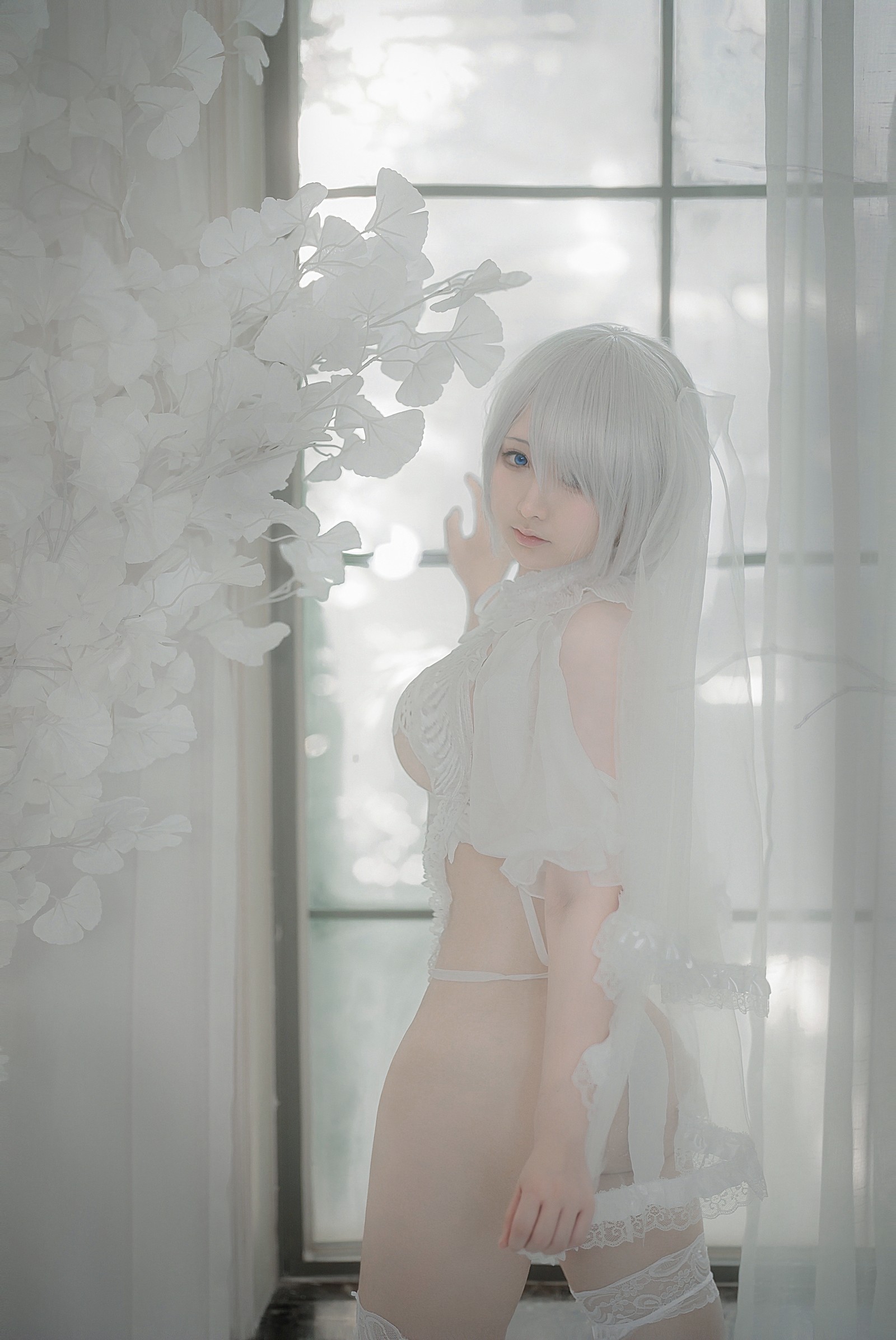 樱梨梨 2B 白花嫁 Cosplay 写真合集｜Nier Automata 高清图集（24P｜194MB）插图8
