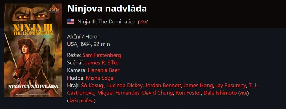 Ninjova nadvláda / Ninja III: The Domination (1984)