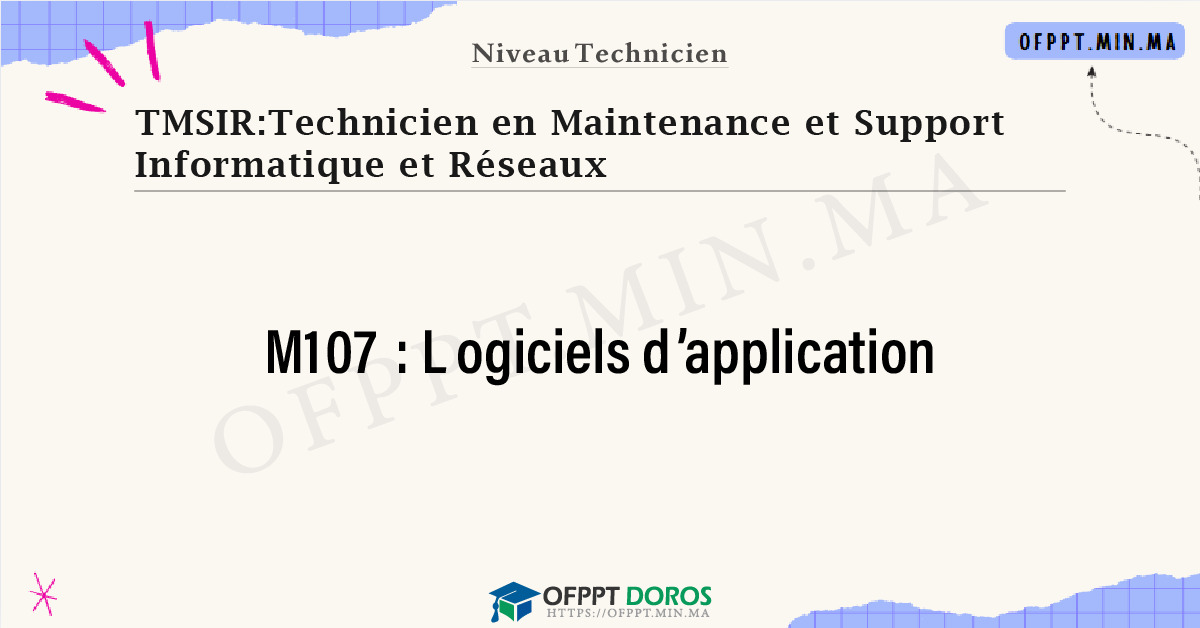 Sommaire détaillé du cours Logiciels d’application M107 OFPPT - Structure du module