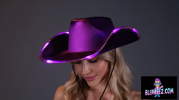 Light Up LED Purple Cowboy Hat