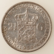 2 1/2 Gulden. Países Bajos. Guillermina. 1933. Dedicada a 10 pfennig. PAS5478