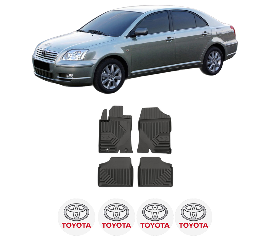 Set covorase presuri TOYOTA AVENSIS (_T25_) din 2003-2008, auto, din cauciuc thermoplastic, 4 Stickere auto cu TOYOTA