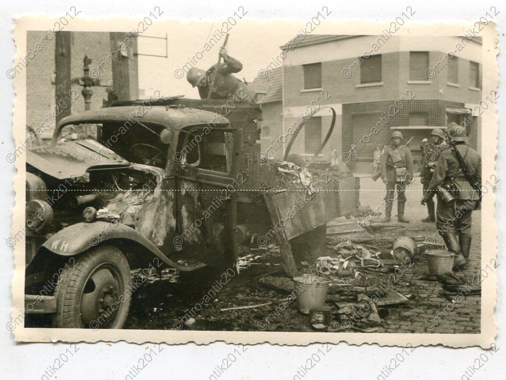 Foto, Wehrmacht, Feldküchenbrand in Heist-op-den