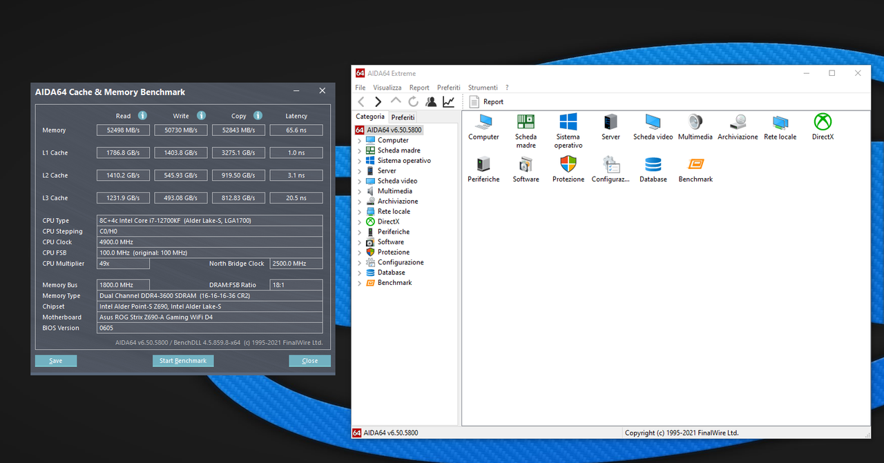 i7-12700kf 4.9ghz (all p.core) 1.252v - 3600 mhz ram (ai64 extreme)
