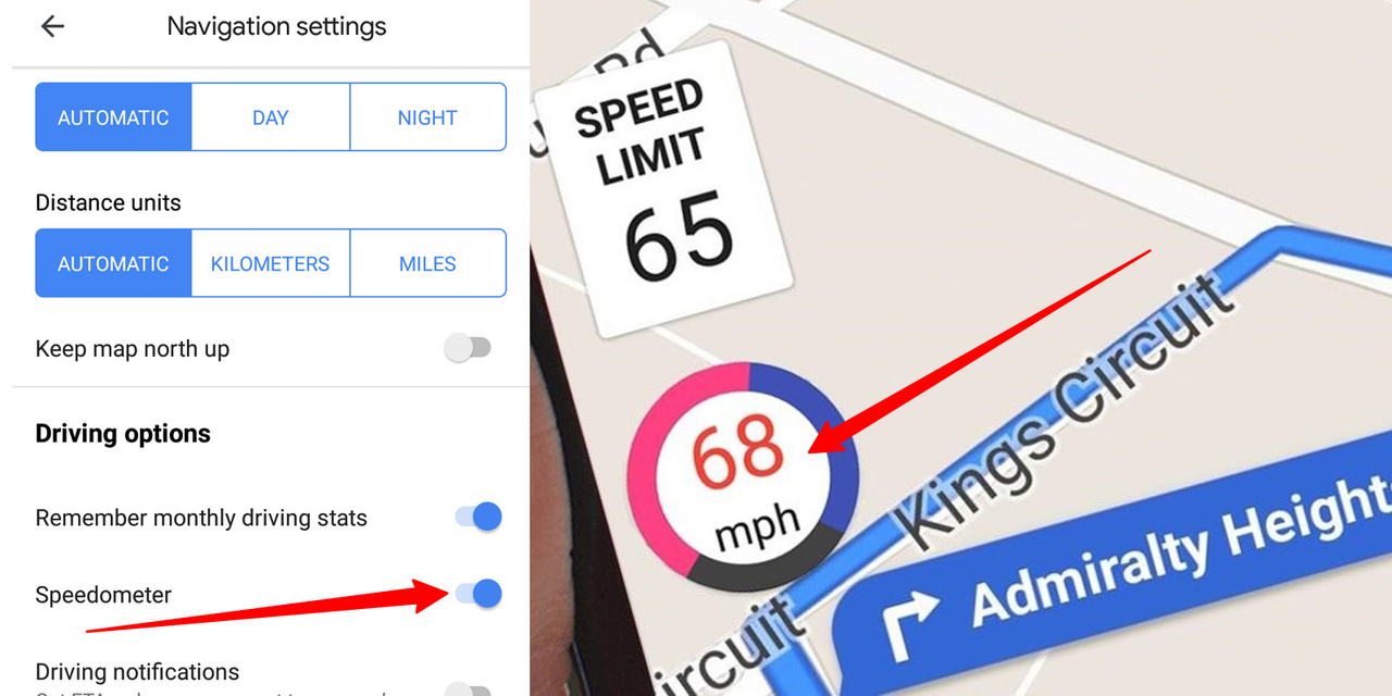 How to activate the speedometer in Google Maps? Humawaz