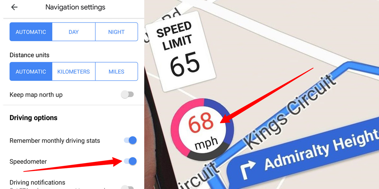 How to activate the speedometer in Google Maps